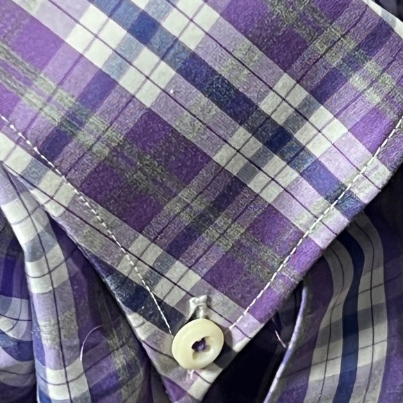 Peter Millar Purple Plaid Button Down Long Sleeve Dress Shirt - Picture 6 of 9